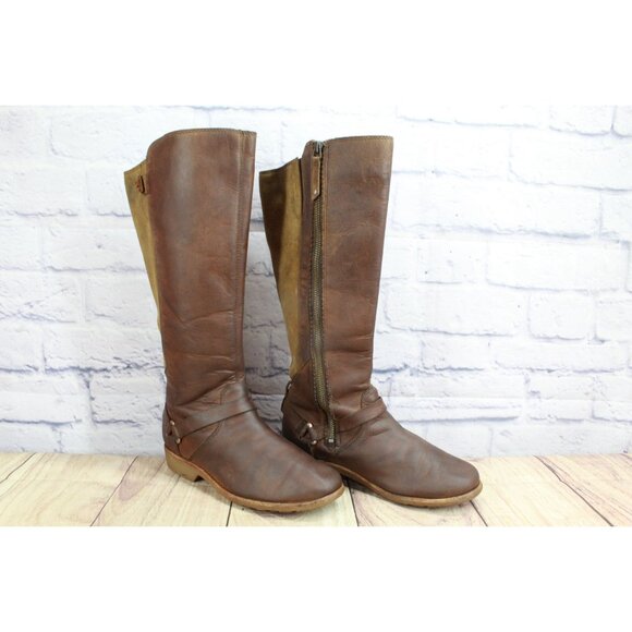 Teva De La Vina Dos Tall Casual Boots Waterproof Leather Bison Size 6 - Picture 5 of 10